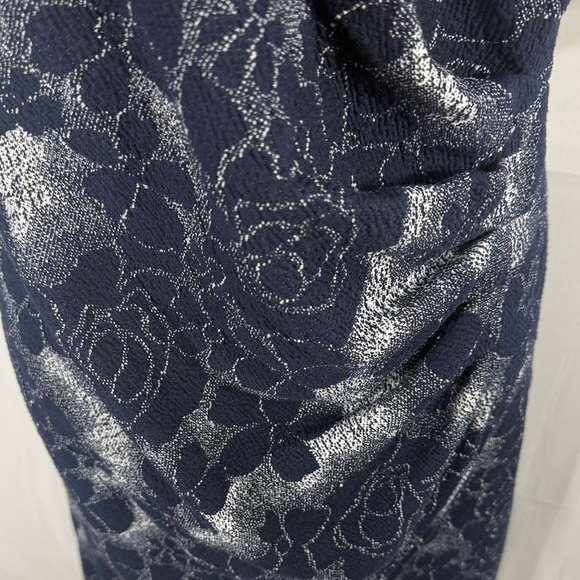 Adrianna Papell Navy and White Floral Midi Dress Size 14W - Picture 5 of 13